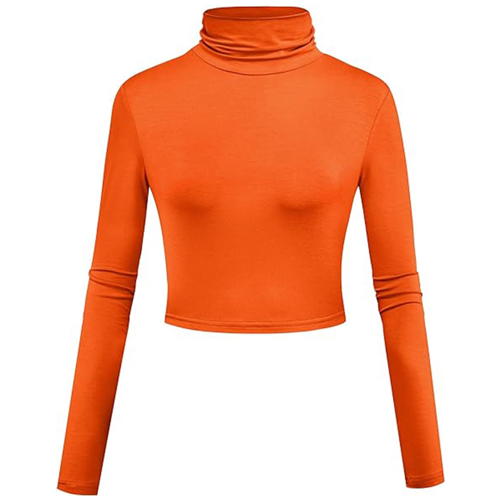 Velma Costume Adult Halloween Lightweight Mock Turtleneck Crop